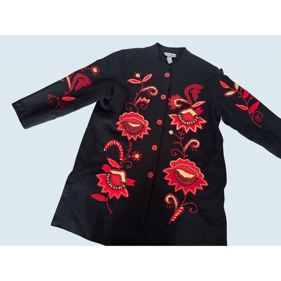 INDIGO MOON Embroidered Wearable Art Jacket Coat Sz 1X - Picture 3 of 8